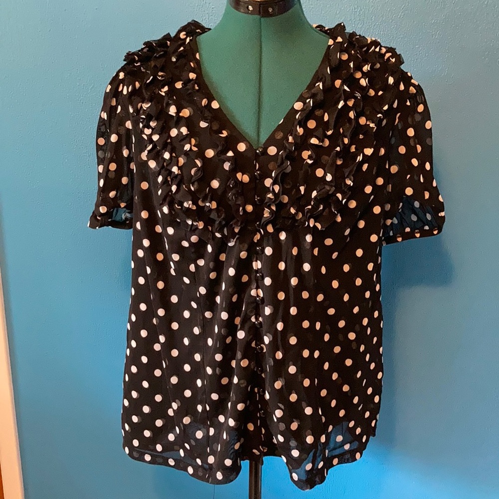 Black and White Button Down Blouse